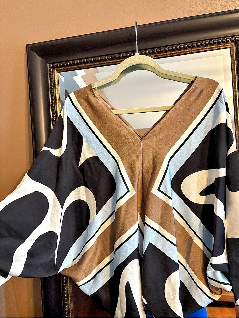 Nine West Geometric Tunic in Black & Brown Size Large - Picture 3 of 9